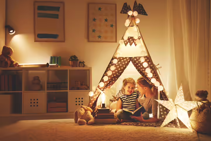 Room with a cozy reading corner, toddler room idea for boys and girls Room with a cozy reading corner, toddler room idea for boys and girls