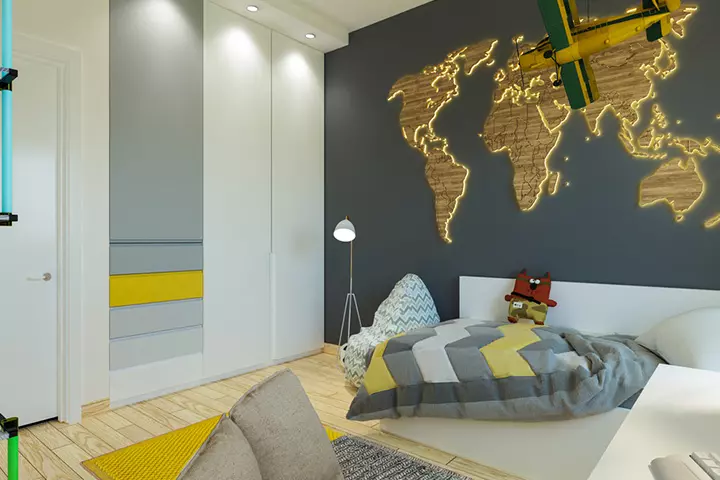 Travel-inspired, toddler room idea for boys and girls