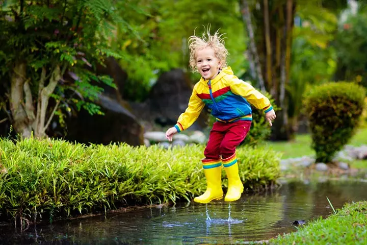 Jumping in muddy puddles, outdoor activities for babies