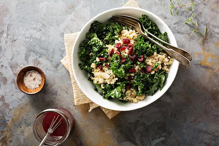 Kale Salad With Pickled Cranberries And Crispy Quinoa