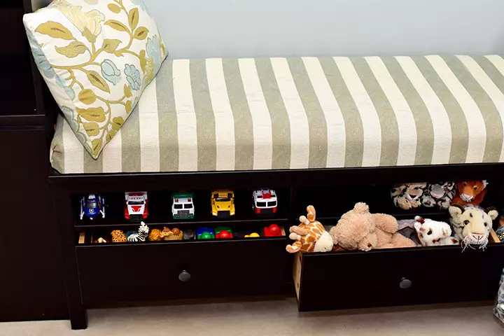 Modern toy storage bench idea for kids