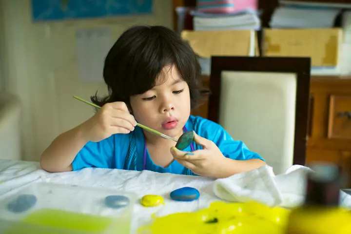 Painting rocks and outdoor activities for babies