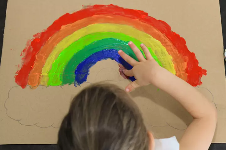 Painting the cardboard, outdoor activities for babies