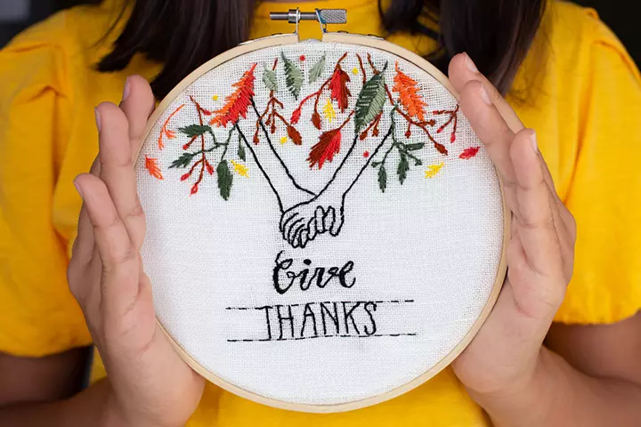 Thanksgiving-Themed Cross-Stitch