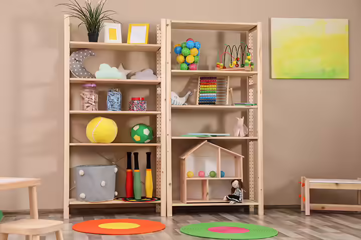 Vertical shelves storage idea for kids Vertical shelves storage idea for kids