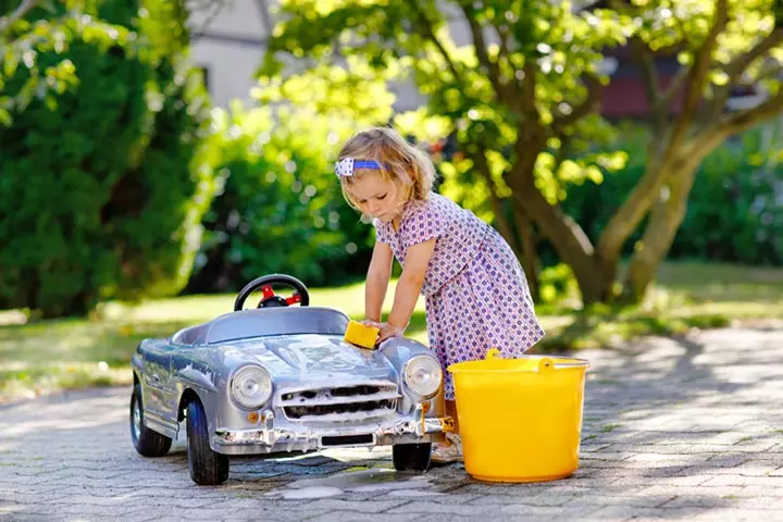 Washing a favorite toy, outdoor activities for babies