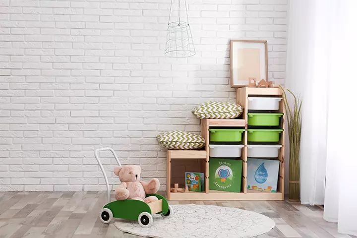 Wooden crates storage idea for kids