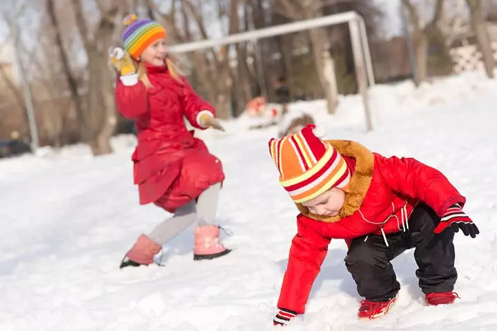 Target practice, snow activity for preschoolers