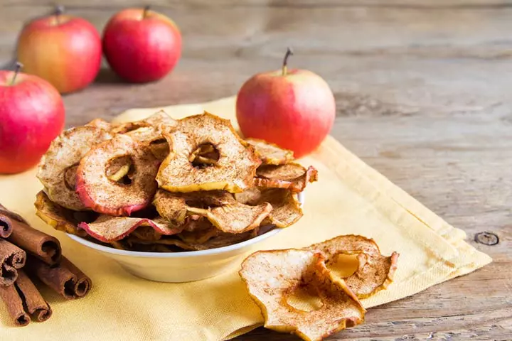 Air-fried apple chips healthy snacks for kids