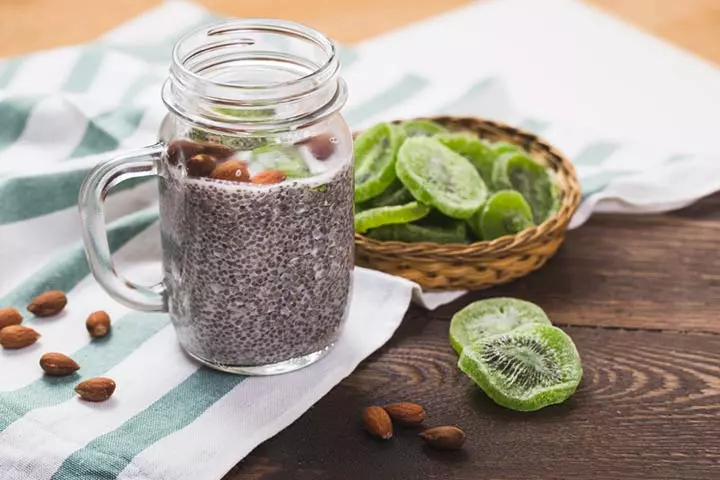 Chia seed and kiwi pudding healthy snacks for kids