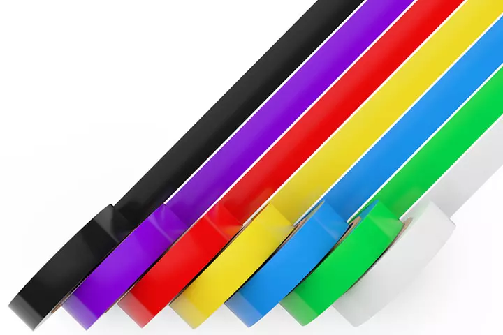 Colored tape rainbow activity for preschoolers