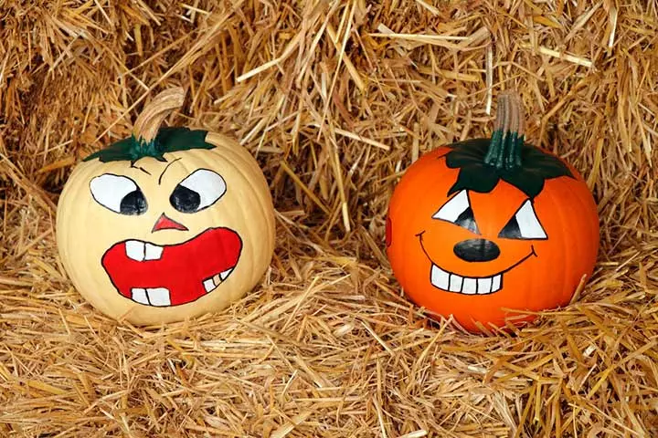 Silly face pumpkin painting idea for kids