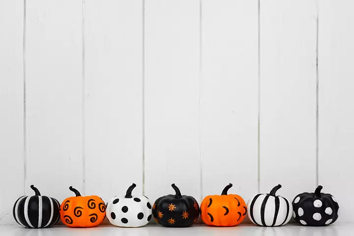 Spots and stripes pumpkin painting for kids