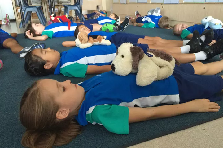 Stuffed animal breathing as breathing exercises for kids