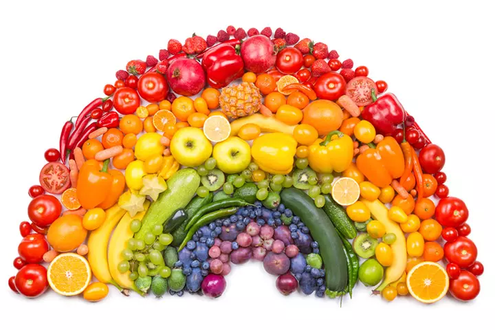 Vegetables and fruits rainbow activity for preschoolers