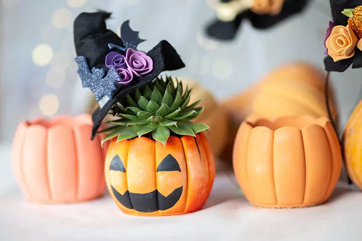 Witchy pumpkin painting idea for kids