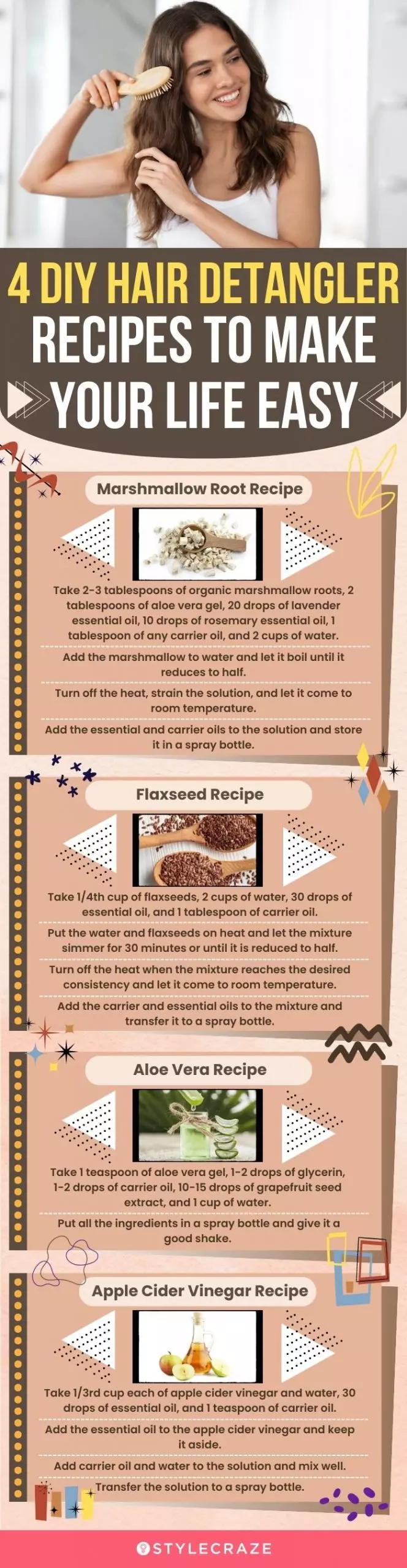 4 diy hair detangler recipes to make your life easy (infographic)