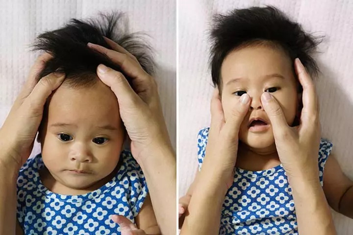 Baby head and face massage