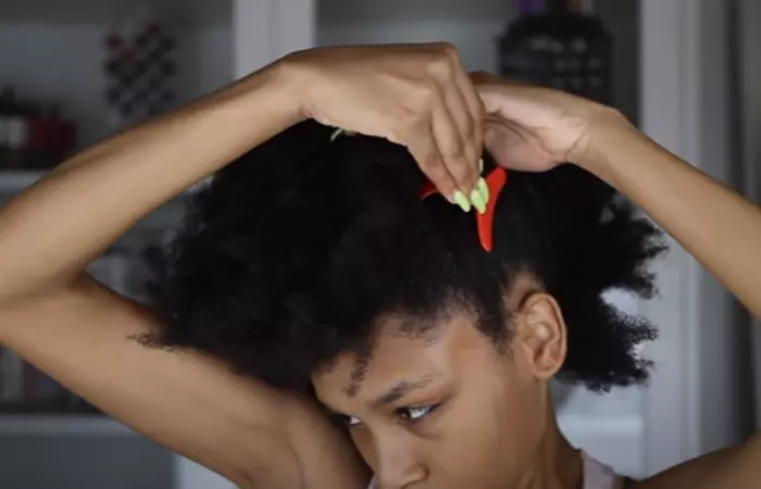 Clamp the rest of the hair for perfect twist out on 4C natural hair