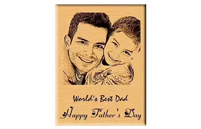 Engraved wooden photo