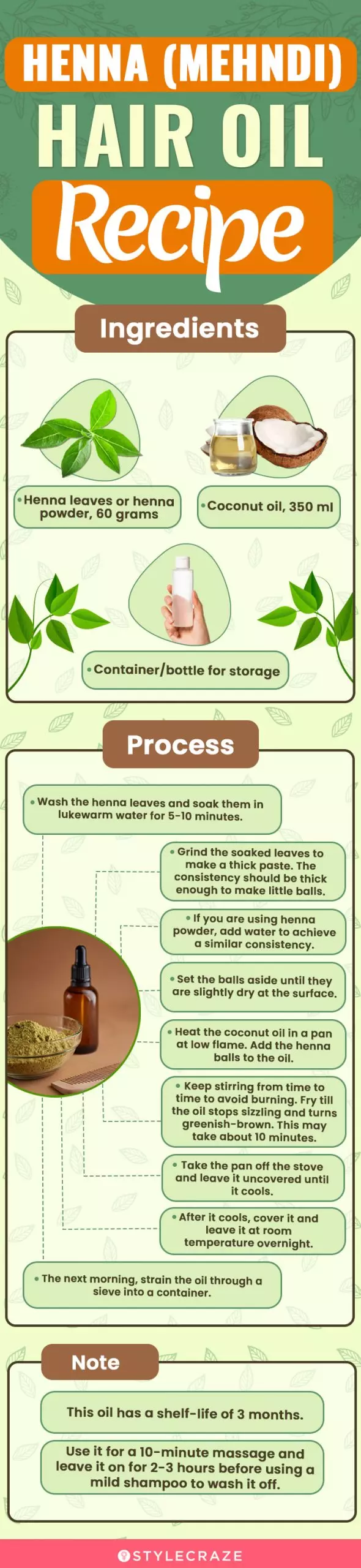 henna (mehndi) hair oil recipe (infographic)