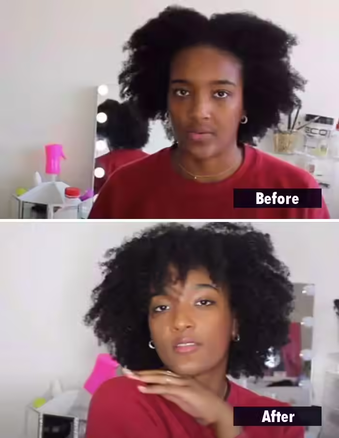 Perfect twist out on 4C natural hair before and after picture 3