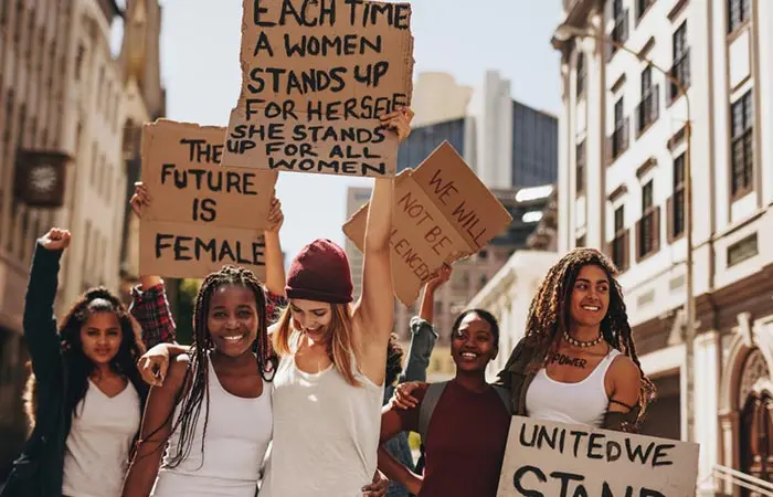 Women marching to get equal rights