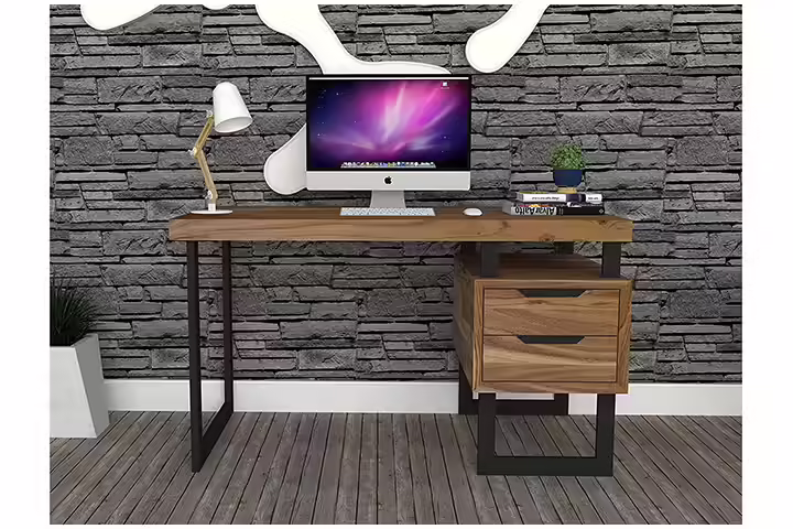 Inmarwar Solid Acacia Wood and Iron Office Study Desk