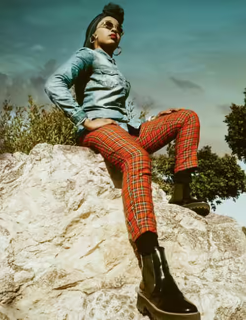 Denim shirt and checked pants as a hipster outfit idea Denim shirt and checked pants as a hipster outfit idea