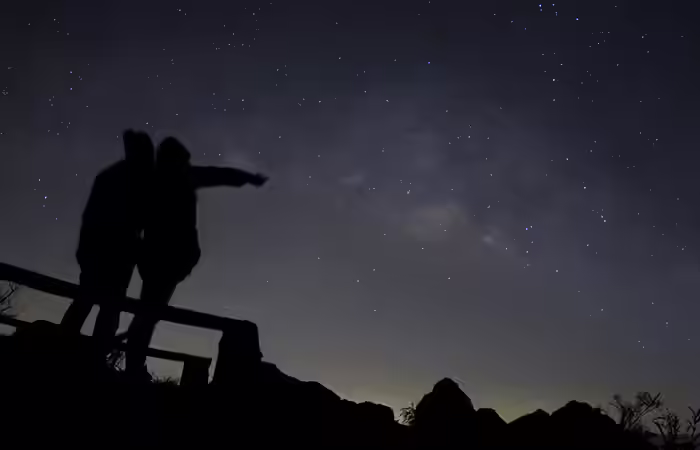 Couple star-gazing together Couple star-gazing together