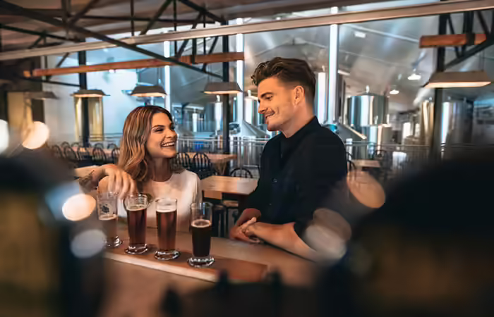 Couple at a brewery Couple at a brewery