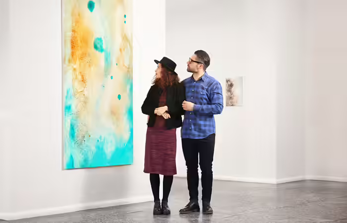 Couple at an art gallery Couple at an art gallery