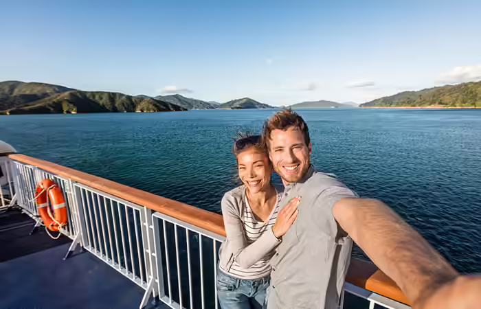 Couple selfie from a ferry Couple selfie from a ferry