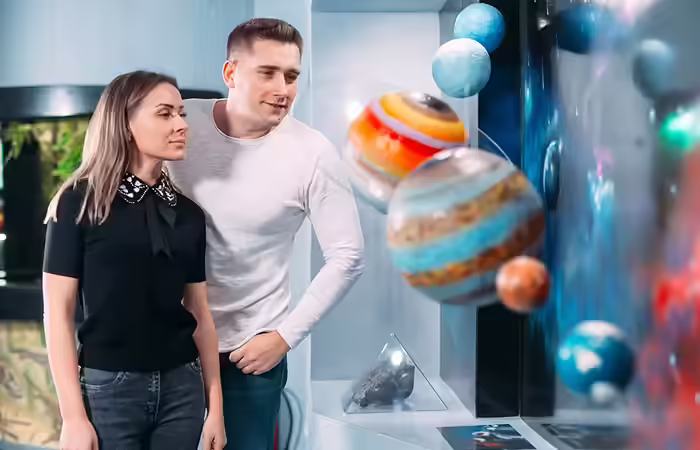 Couple at a planetarium Couple at a planetarium