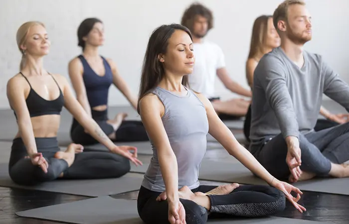 Couple taking a meditaion class