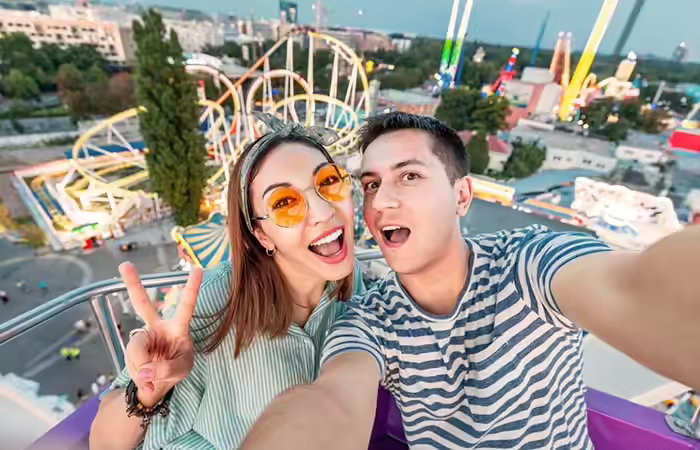 Couple selfie from a joyride Couple selfie from a joyride