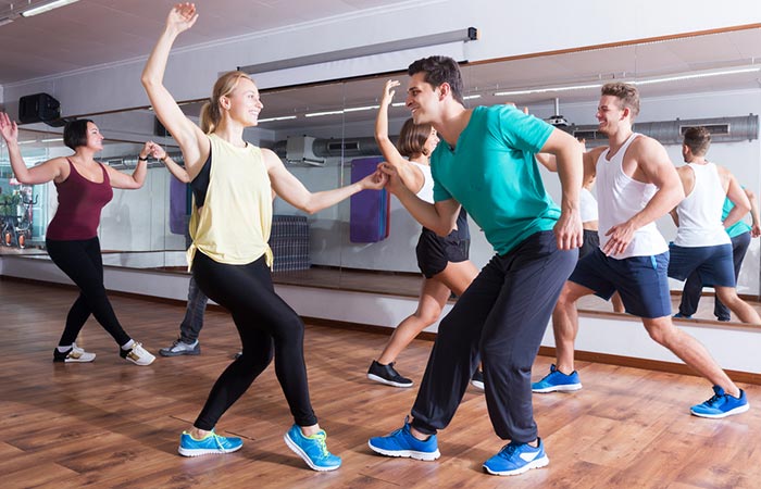 Couple practising dance steps