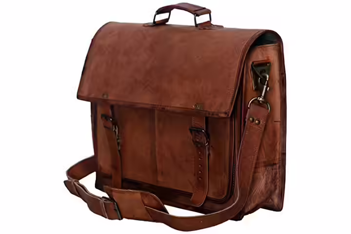 KomalC Passion Leather Vintage Handmade Leather Messenger Bag For Laptop