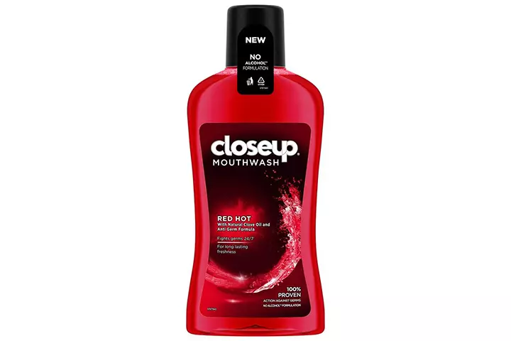 Closeup Red Hot Mouthwash