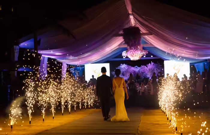 Opt for a tented winter wedding with checkerboard dance floor Opt for a tented winter wedding with checkerboard dance floor