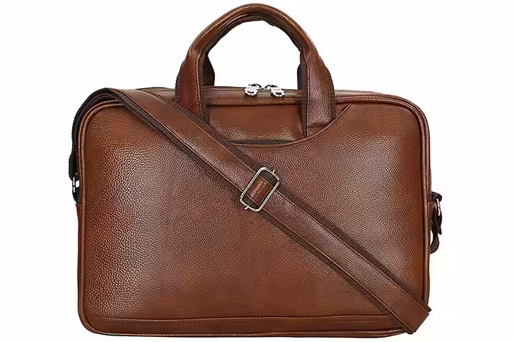Storite PU Leather Laptop Organizer Bag For Men And Women