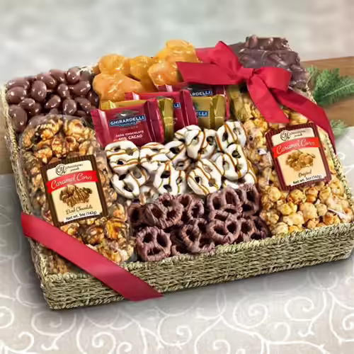 A Gift Inside Chocolate Caramel And Crunch Grand Gift Basket