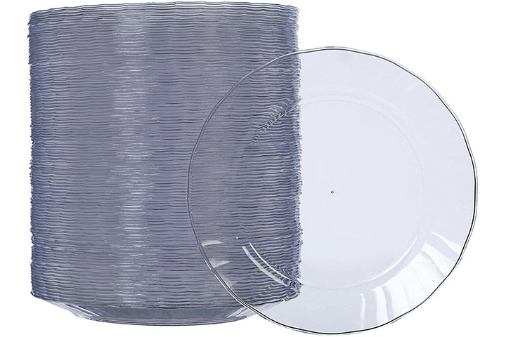 AmazonBasics Disposable Clear Plastic Plates