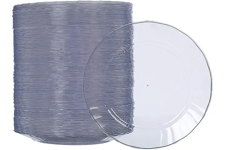 AmazonBasics Disposable Clear Plastic Plates