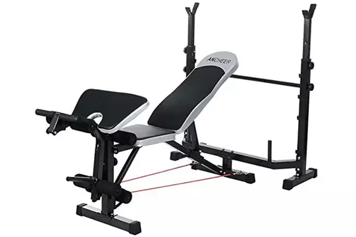 Ancheer Weight Bench Squat Rack with Preacher Curl & Leg Developer