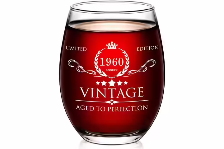 Aozita 60th Birthday Wine Glass for Women and Men