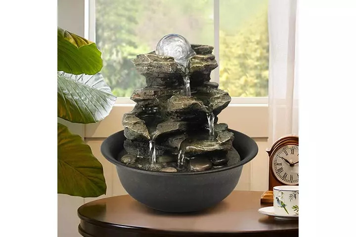 BBabe Spinning Orb Cascading Tabletop Fountain