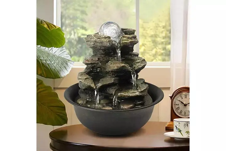 BBabe Spinning Orb Cascading Tabletop Fountain