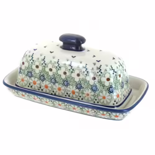 Blue Rose Polish Pottery Butter Dish