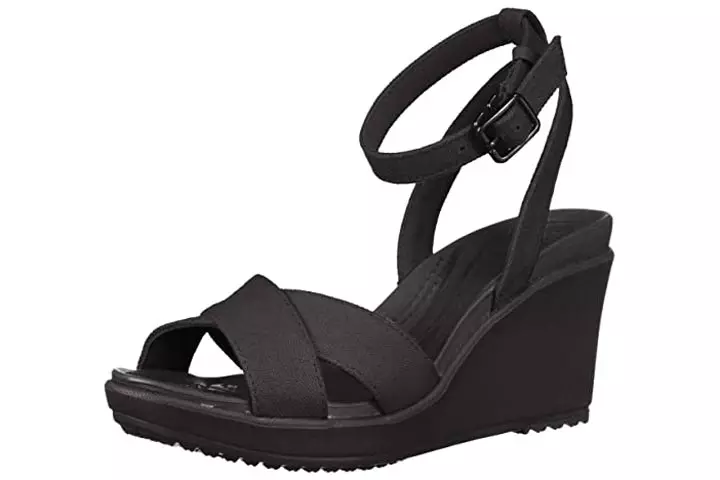 Crocs Womens Leigh II Cross-Strap Ankle Wedges